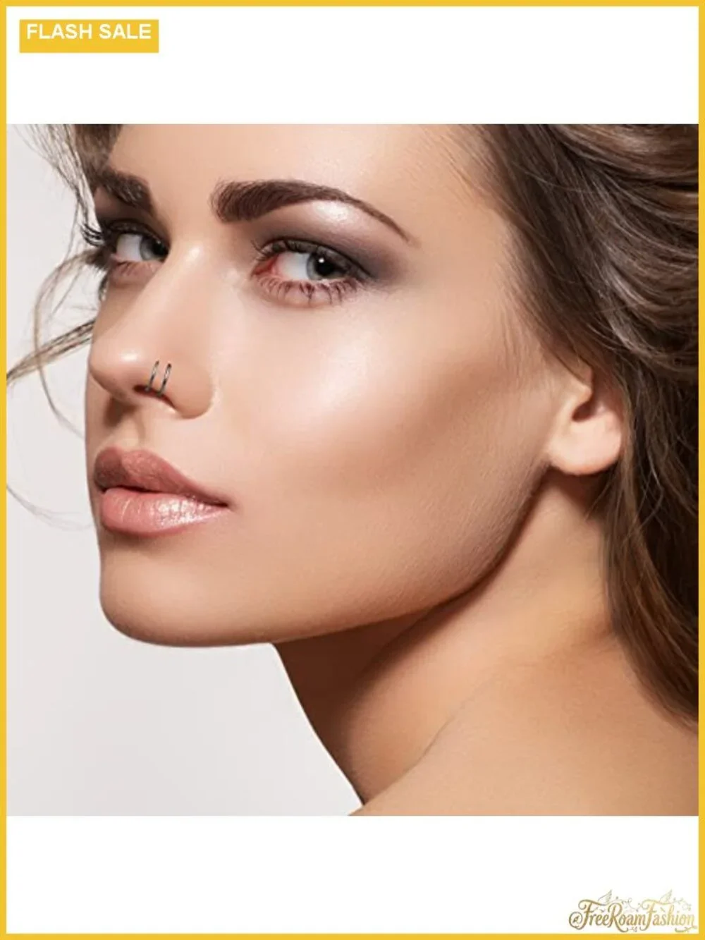 20G Double Nose Ring Hoop for Single Piercing - 2 Pack Body Jewelry